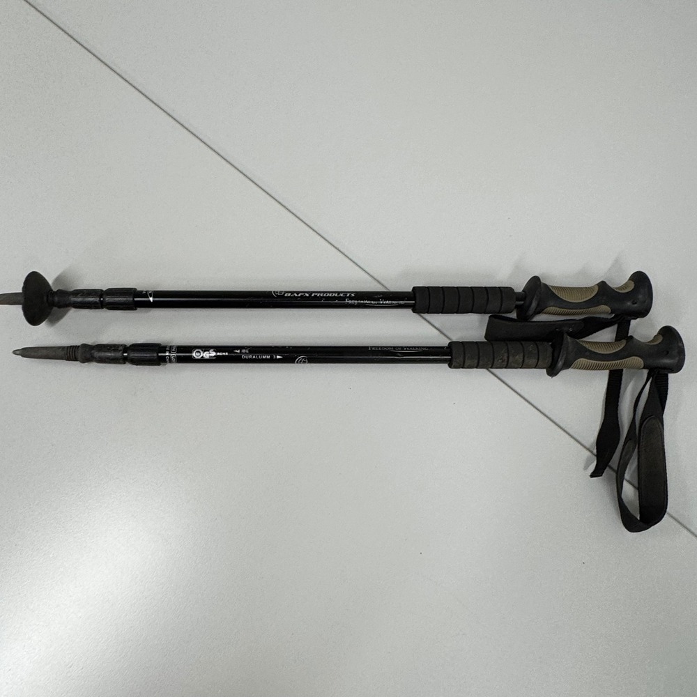 Black Adjustable Trekking Poles with Ergonomic Grips